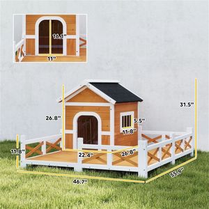 Nichoir de luxe pour chien d'extérieur avec structure stable, mobilier pour animaux de compagnie en bois de couleur orange - Product Image 6