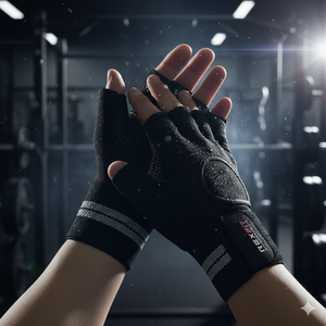 Guantes de Gimnasio de Medio Dedo Negros de Malla con Correa Ajustable para Levantamiento de Pesas, Guantes de Fitness Unisex al por Mayor - Product Image 1