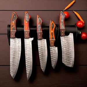 ชุดมีดเชฟ 5 ชิ้น มีดครัวเหล็กดามัสกัส ชุดมีดเชฟสวยงาม ด้ามเรซิ่น พร้อมปลอกหนัง - Product Image 1