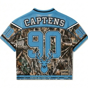 T-shirt en maille pour homme, coupe ample et courte, style football, sublimation rétro, camouflage, streetwear, maillot de foot - Product Image 3