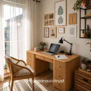 Luxury Fluted <b>Solid</b> <b>Wood</b> Eco-Friendly Ergonomic Durable Executive Office <b>Desk</b> Modern Home Office Storage Drawers Custom OEM ODM - Product Image 5