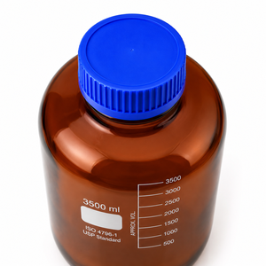 Botella Redonda de Reactivo de Vidrio Borosilicato Ámbar de 3500 ml de ELS Instruments con Tapa de Rosca de PP Hermética y Anillo Antigoteo - Product Image 6