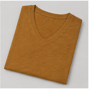 เสื้อยืดผู้หญิงคอวีแขนสั้นทรงหลวมสีเหลืองดิน WTS-0102 - Product Image 6