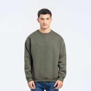 Sweat-shirt à col rond pour homme, vert olive, coupe classique, jersey tricoté en polyester/coton, décontracté, écologique, respirant, séchage rapide - Product Image 4