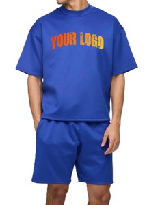 Ensemble T-shirt et short pour homme, élégant, respirant, léger, été, logo personnalisé, décontracté, sport, streetwear, 100% coton - Product Image 4