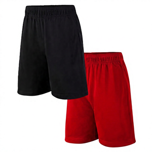 Shorts pour homme en maille unie à taille élastique, 100 % polyester, écologiques, respirants, séchage rapide, style décontracté européen, noir - Product Image 3