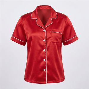 Ensemble de pyjama en soie printemps-été pour femme, tenue de nuit sexy en satin, ensemble de vêtements de détente amples pour femme, qualité supérieure - Product Image 1