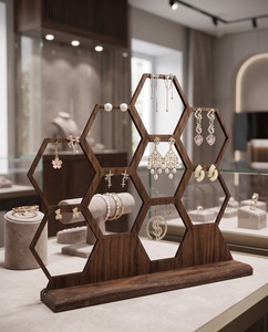 Honeycomb-Shaped Acrylic Earring Display Stand Glossy Finish Customizable Size Color Unique Jewelry Organizer for Home Retail - Product Image 5