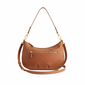 Royaa 2025 England Style Genuine Leather Water Resistant Handwoven Half Moon Shape <b>Shoulder</b> Bag Polyester Lining Removable <b>Strap</b> - Product Image 3