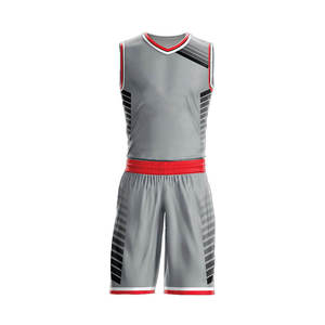 Custom Basketball Uniform Set White Red Sleeveless Jersey Shorts Sublimated Print Quick Dry Unisex Adult All Season - Product Image 3