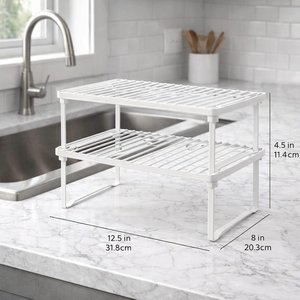 Double Tier Storage <b>Rack</b> For Kitchen Countertop Minimalist Design Standing Type Durable Durable standing <b>shelf</b> - Product Image 3