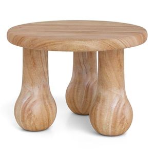 Tavolino Rotondo in Legno di Mogano Massiccio da 24 Pollici, Capacità 110 Libbre, per Uso Interno/Esterno, Aspetto Naturale - Product Image 2