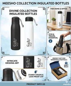 Bouteille d'eau en acier inoxydable imprimée Bal Krishna - Marque Liviya - Personnalisation - Cadeau de graduation et de Noël - Product Image 3