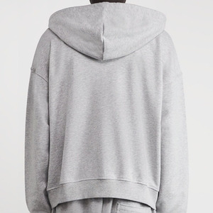 Sudadera con Capucha Gris Claro, Mezcla de Poliéster/Algodón, Tejido Suave, Corte Holgado, Bolsillo Canguro, Capucha con Cordón Ajustable - Product Image 4