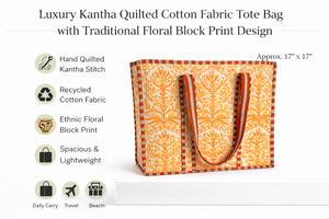 Sac fourre-tout en microfibre matelassé Kantha de qualité supérieure, motif géométrique, sac de transport en tissu artisanal durable avec poignée en corde - Product Image 6