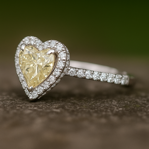 Solitaire de luxe en forme de coeur jaune clair de fantaisie de 1.00 carats pour la bague de fiançailles en diamant certifié 100% pur naturel - Product Image 3