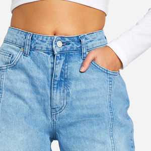 Pantalones de Moda para Mujer al por Mayor, Nuevos Modelos 2025, Pantalones Casuales con Logotipo Personalizado, Pantalones Anchos de Mezclilla para Damas - Product Image 6