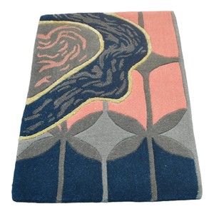 Alfombra Moderna de Lana Anudada a Mano con Diseño Abstracto de Paisaje, Motivo Floral Contemporáneo de Río Fluyente, Pelo Bajo, 2x3 pies - Product Image 5