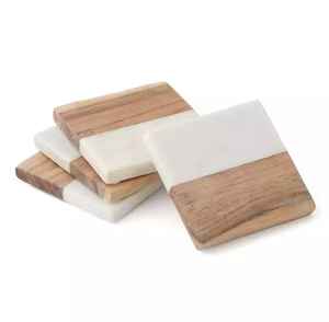 Creative Simple Epoxy Resin Coasters Popular Square Insulation Splicing with Acacia Wood <b>Heat</b> Insulation Mats & <b>Pads</b> - Product Image 4