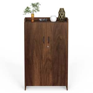 Meuble à chaussures Brooklyn haut en bois d'ingénierie à 2 portes avec serrure, installation autonome - Product Image 2