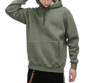 Sudadera con capucha personalizable verde 800gsm 360gsm 420gsm 500gsm a granel Unisex de gran tamaño para hombres ropa de algodón pesado grueso - Product Image 1