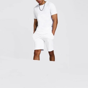 Conjunto de Camiseta y Pantalones Cortos para Hombre, 2 Piezas, Cuello en V, Estilo Casual de Otoño, con Bolsillos, Transpirable, 100% Algodón, Antiestático, Precios al por Mayor - Product Image 1