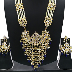 Indian Stylish Layered Pearl Rani Haar Long Kundan Necklace Jewellery Set Wedding Engagement Party Gift Antique Gold Plated - Product Image 5