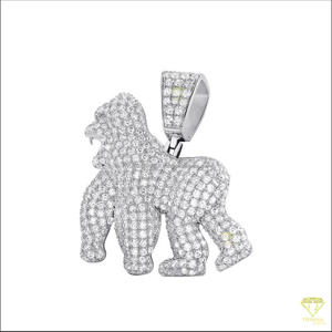 จี้รูปกอริลลาประดับเพชรโมอิสซาไนต์ VVS เงินแท้ 925 สไตล์ฮิปฮอป - Product Image 5