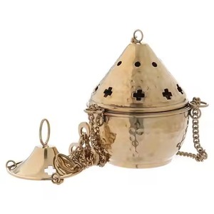 Thurible in Gold Plated Brass Censer Modern Design High Quality Incense <b>Burner</b> With Golden Hanging Chain <b>Burners</b> <b>For</b> Incense - Product Image 6