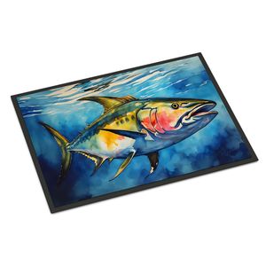 Felpudo de diseño de atún amarillo antideslizante lavable de pila baja alfombrilla de humedad para interiores/exteriores 24H X 36W para entrada - Product Image 1