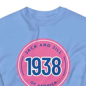 Sudadera Rosa de Manga Larga Jack and Jill, Diseño Circular Azul 1938, Sudadera Cómoda con Cuello Redondo, Ropa Personalizada al por Mayor - Product Image 4