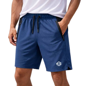 Pantalones Cortos Deportivos de Secado Rápido para Hombre, con Bolsillo con Cremallera, Cintura Elástica con Cordón, Ropa Deportiva de Entrenamiento, Fabricación Personalizada OEM - Product Image 1