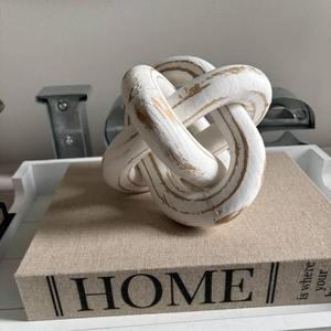 Chaîne décorative en bois sculptée à la main, accent en nœud de bois pour étagère, bureau, table basse, ornement de salon de style farmhouse, noir - Product Image 2