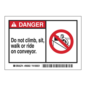Brady DANGER Conveyor Warning Labels 3.5x5 Inch Durable Self-Adhesive Industrial Safety <b>Sticker</b> <b>Roll</b> - Product Image 1