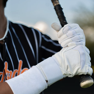 SAAR INDUSTRIES Men's White Cabretta Leather Ambidextrous Baseball Batting Gloves <b>Hook</b> Loop Closure Training Competitive <b>Games</b> - Product Image 5