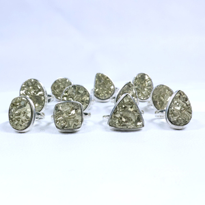 Trending Natural Pyrite Druzy <b>Statement</b> <b>Ring</b> Handmade Brass Vintage Christian Boho Jewelry Bulk Fashion <b>Rings</b> Women Wholesaler - Product Image 4