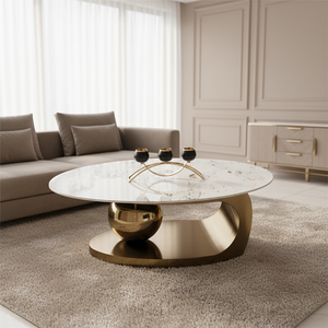 Table basse en métal de luxe italienne de forme ovale pour salon et décoration d'hôtel - Product Image 2