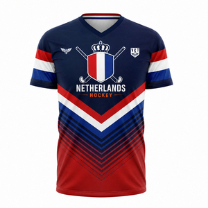เสื้อฮอกกี้แบบสั่งทำพิเศษ แรงบันดาลใจจากเนเธอร์แลนด์ เสื้อกีฬาทีมแบบซับลิเมชั่น แห้งเร็ว ระบายอากาศได้ดี ชุดฮอกกี้ OEM - Product Image 1