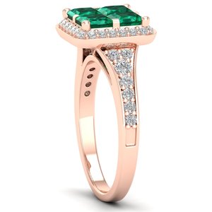 Bague REYES personnalisée en or massif 14 carats avec émeraude taille princesse de 1,56 carat et moissanite, prix direct usine, bijoux fins - Product Image 2
