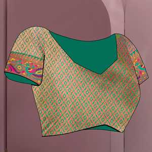 ผ้าไหมมีนาการีสีเหลืองแบบดั้งเดิม ผ้าซาเร่ทอแบบซารี ประดับด้วยด้ายซารี  ชุดราตรีสุดหรู - Product Image 1