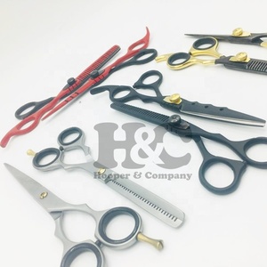 Tijeras profesionales de peluquero de acero inoxidable, tijeras de adelgazamiento de salón más vendidas, punta de hoja afilada, logotipo personalizado, mango de goma para el cabello - Product Image 4