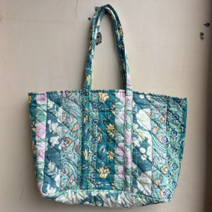 Stylish Handmade Tote <b>Bag</b> Women's Unique <b>Fabric</b> Handbag Trendy Fashion Shoulder <b>Bag</b> Purse Printed Quilted - Product Image 1