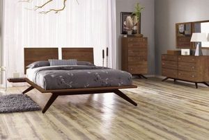 Lit plateforme flottant ultra-moderne en bois massif avec tête de lit séparée et intégrée |   Artisanat Pindel - Product Image 3