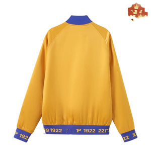 Sigma เสื้อแจ็กเก็ตบอมเบอร์ผ้าซาตินสีทอง Rho ผ้าซาตินปักลายริบบิ้นกำมะหยี่แบบกรีกสำหรับผู้หญิง - Product Image 2