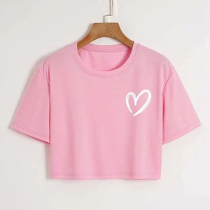 Camiseta Corta Informal para Mujer, Lavado Ácido, Corte Vintage, 100% Algodón, Ecológica, Transpirable, Sexy, Estilo Urbano - Product Image 1