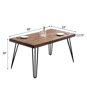 Set da Pranzo Amisos 6 Pezzi: Tavolo Hairpin con 4 Sedie e Panca Imbottita, 3 Opzioni di Colore - Product Image 6