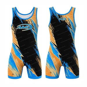 Traje de Lucha AMI con Estampado por Sublimación, Ajustado, para Hombre, que Absorbe la Humedad, Transpirable, de Secado Rápido y Elástico - Product Image 3
