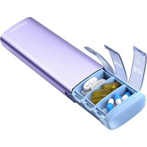 Organizzatore settimanale compatto per pillole, portatile, piccolo, in metallo, per farmaci e vitamine, custodia efficiente per pillole da viaggio - Product Image 1