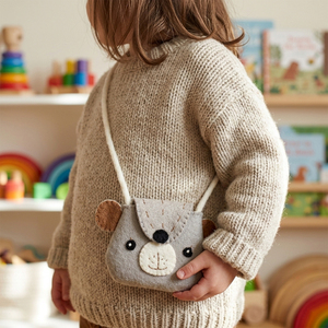Wholesale Mini <b>Felt</b> <b>Animal</b> Crossbody Bag for Kids | Handmade Wool <b>Felt</b> Bear Coin Purse | Custom Toddler Small Messenger Bag with - Product Image 3