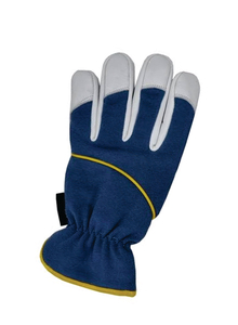 Leather Work Gloves Blue Palm White Fingers Anti-Slip Elastic Cuff General Purpose Safety Gloves Anti-static Breathable - Product Image 3